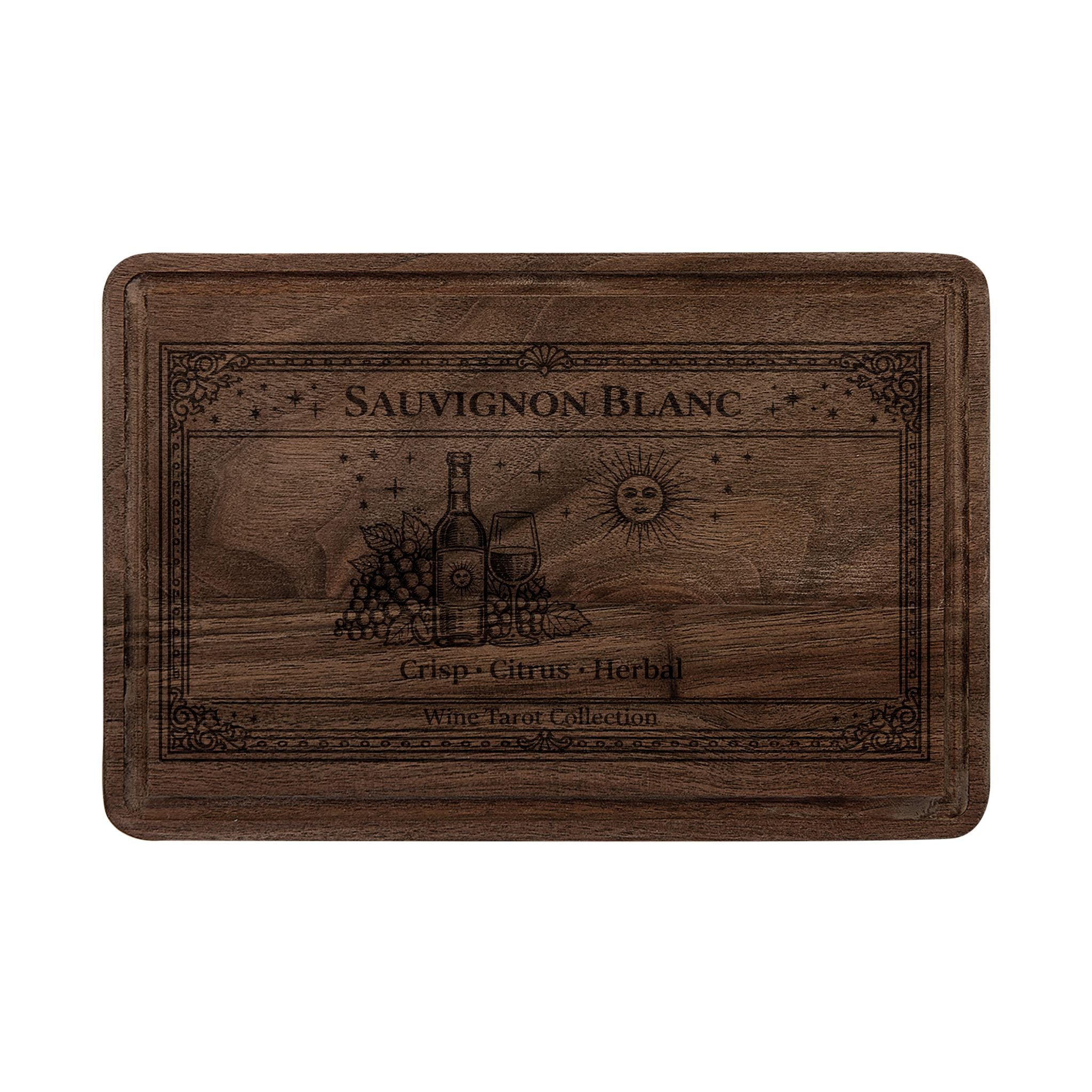 Sauvignon Blanc Engraved Cutting Board | Wine Tarot Design