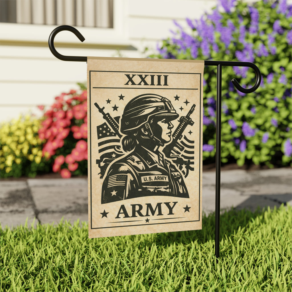 Army Soldier Illustration Garden & House Banner | Military Flag Yard Decor