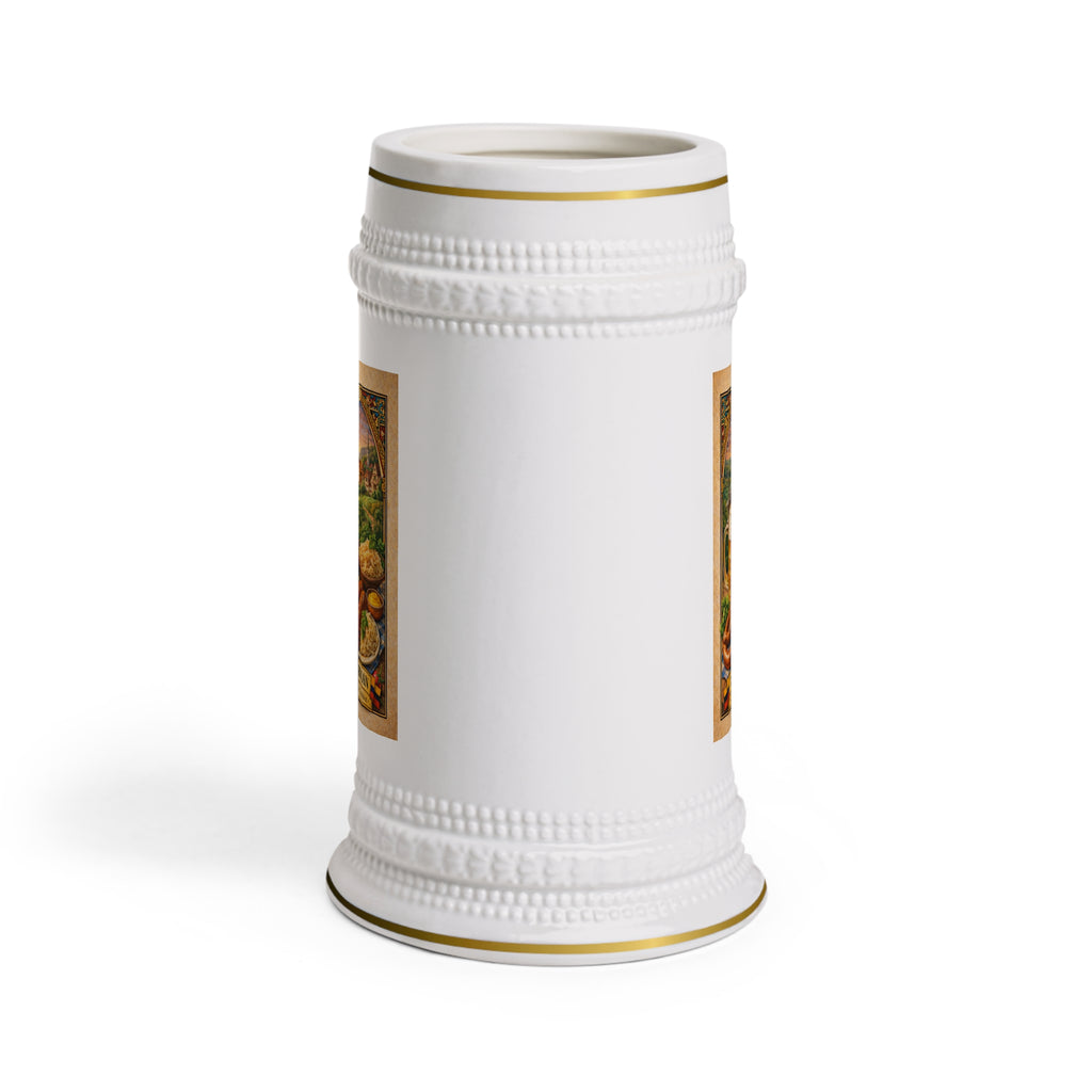 German Beer Stein Mug – Oktoberfest Vintage Beer, Pretzel & Sausage Ceramic Stein