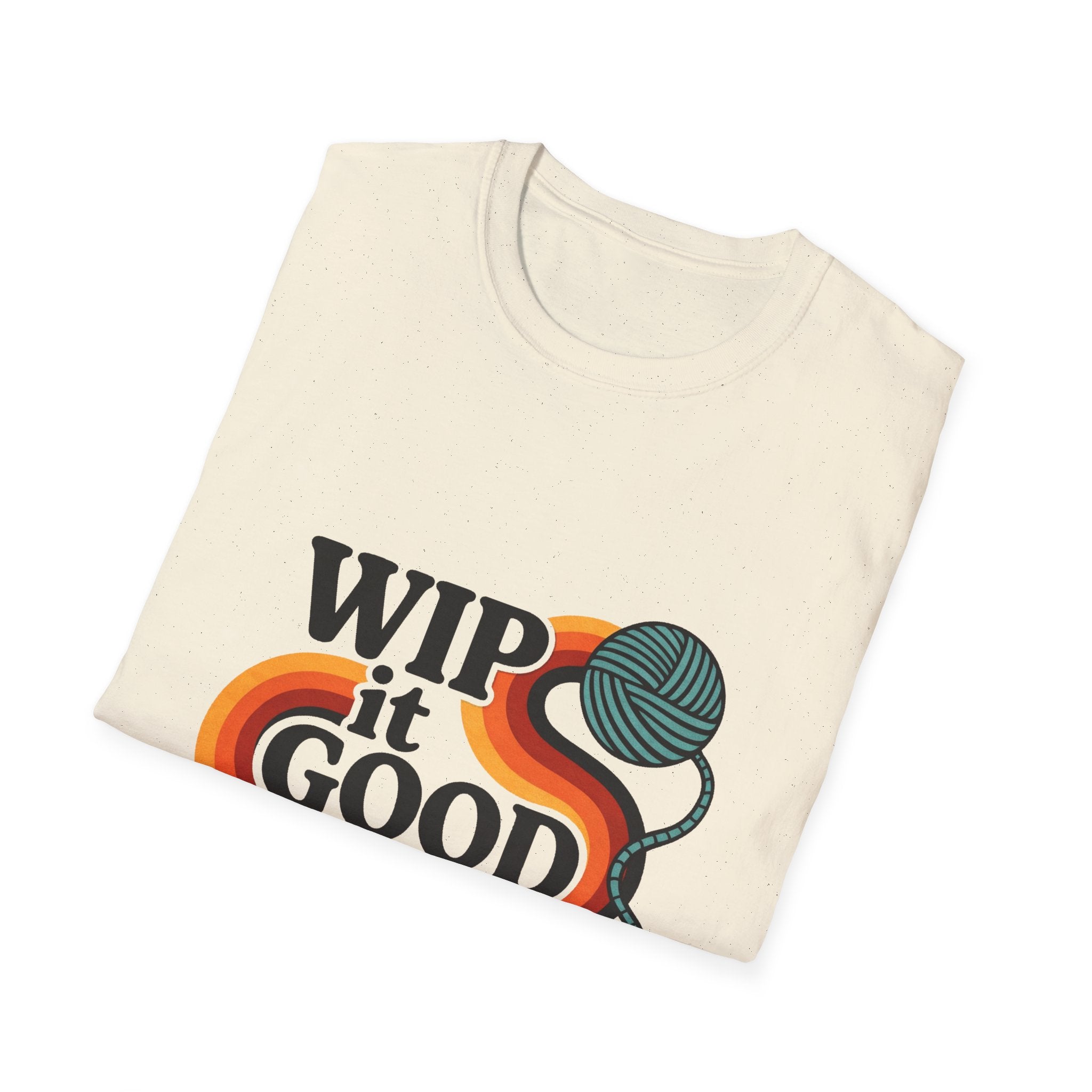 Wip It Good funny knitting design T-Shirt | yarn ball and crochet hook