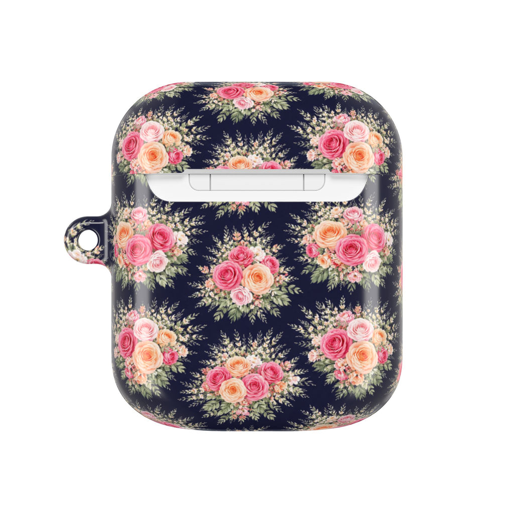 Vintage Floral Bouquet AirPod Case | Pink Roses on Navy