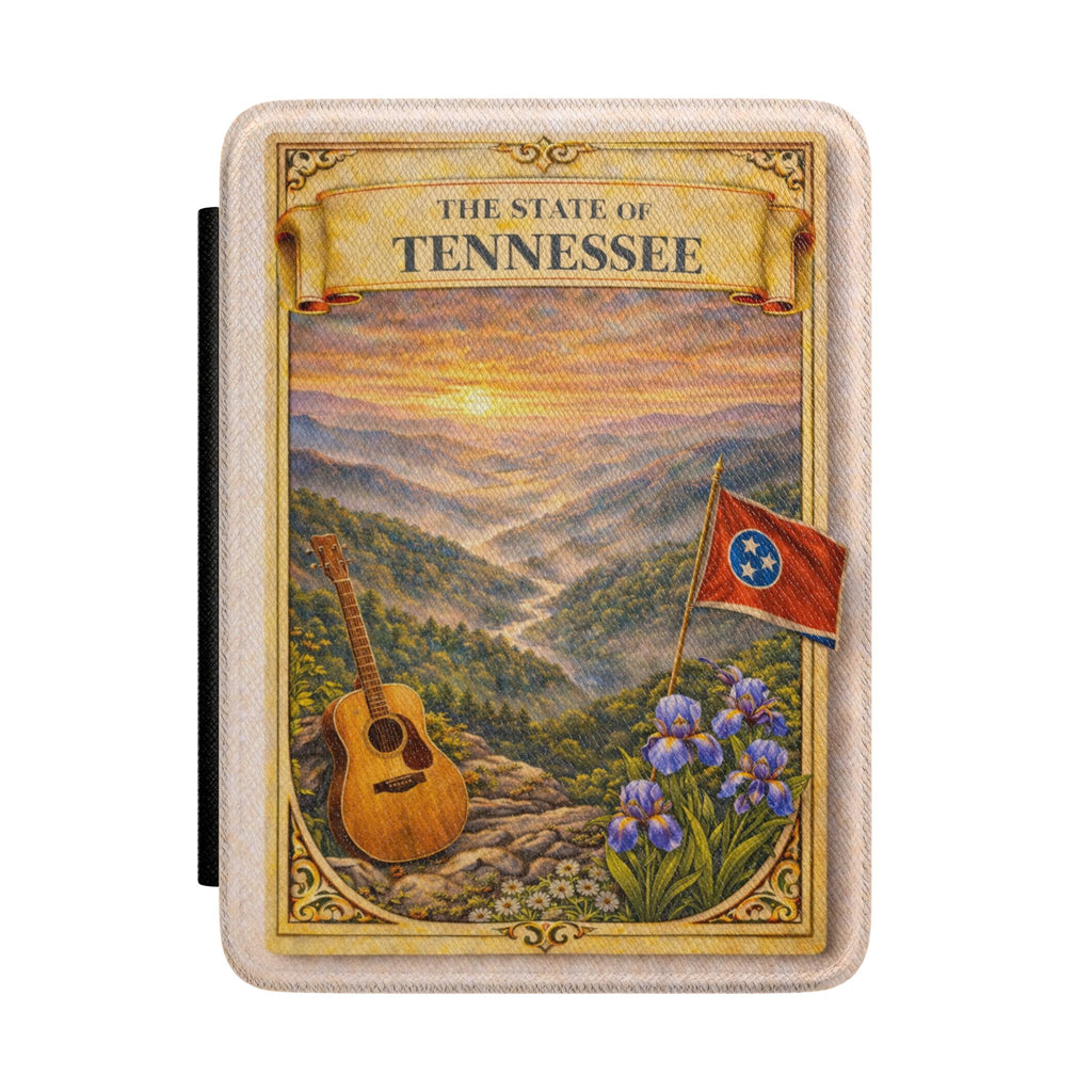 Tennessee Scenic Guitar & Flag Kindle Case | State Map, Bluebells