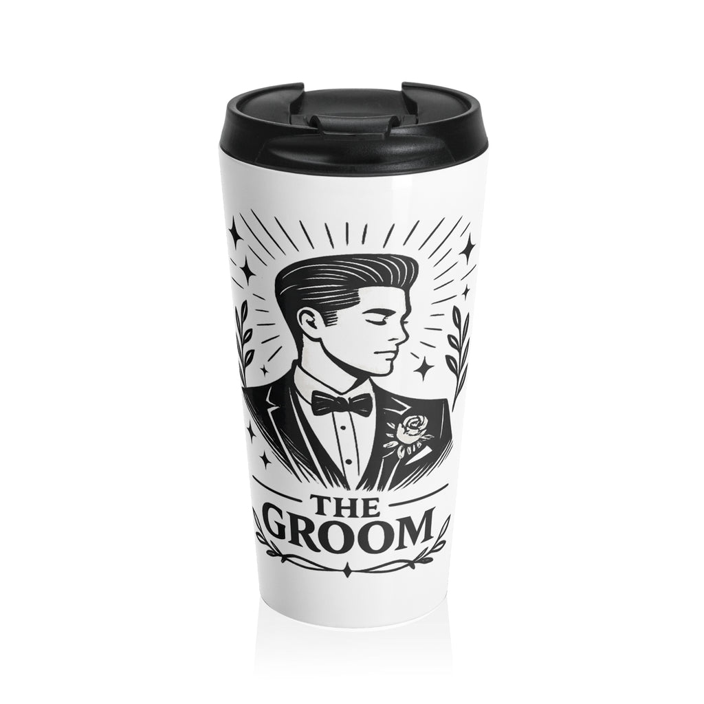 The Groom illustration travel mug | Wedding groom stainless steel tumbler