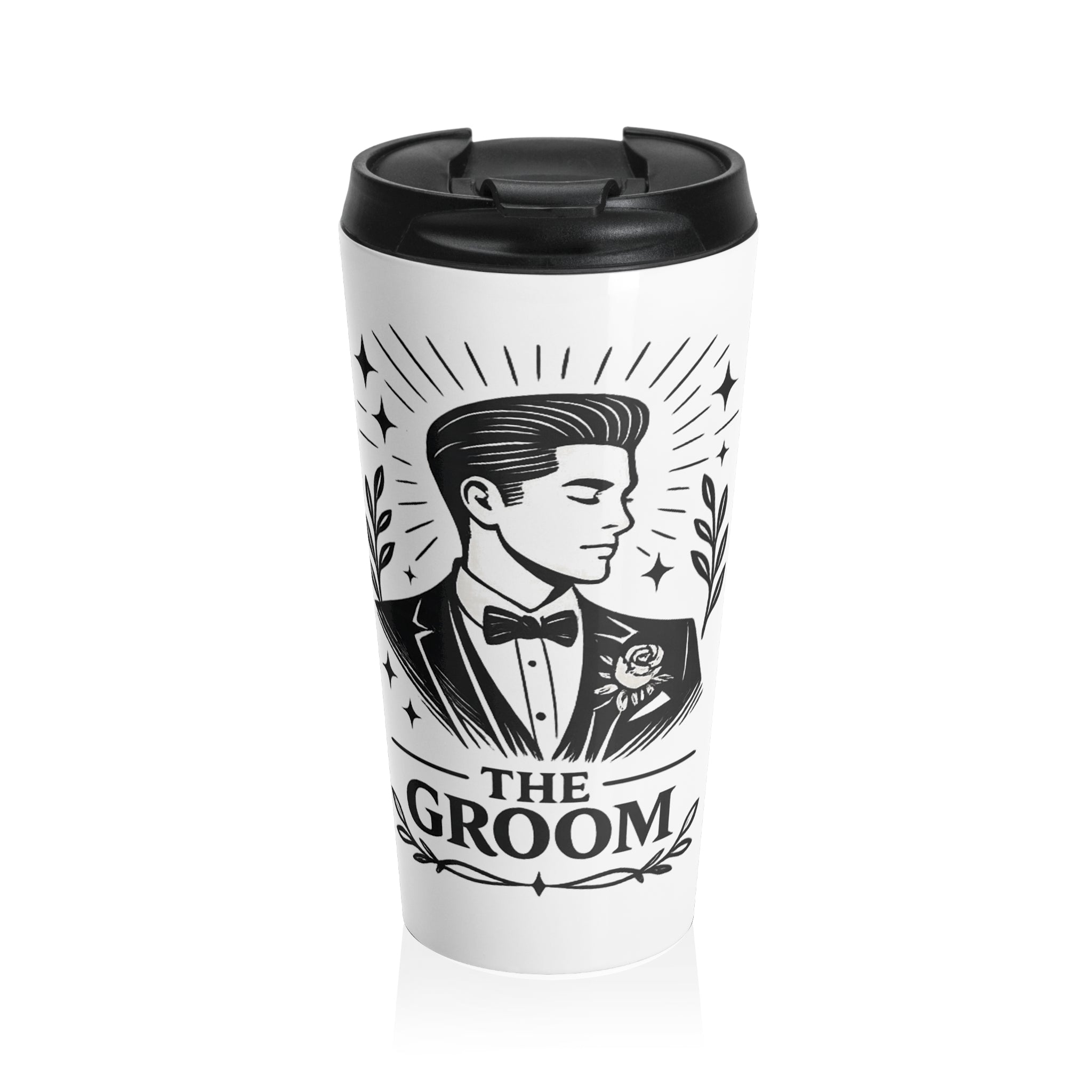 The Groom illustration travel mug | Wedding groom stainless steel tumbler