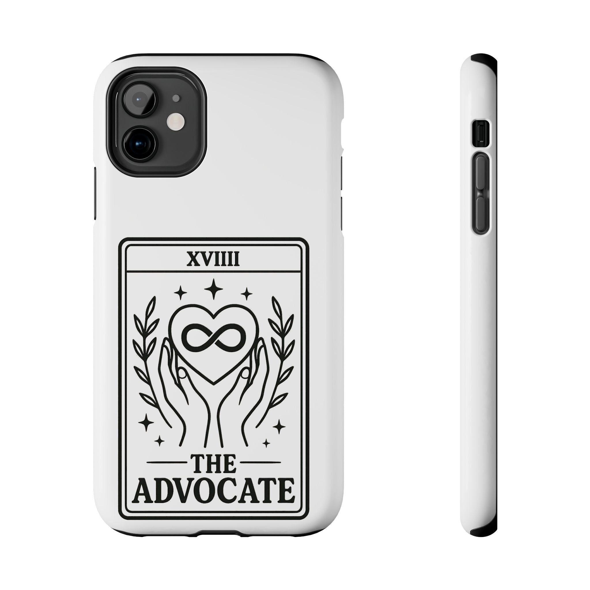 The Advocate tarot card Phone Case | infinity heart hands design