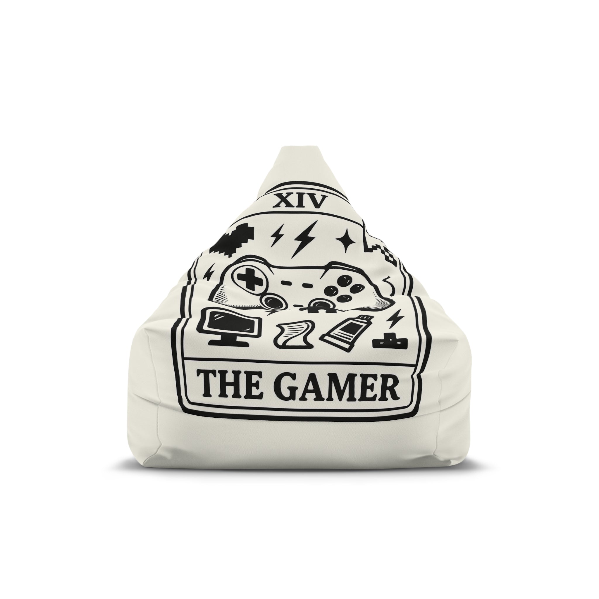 Gamer Crest Bean Bag Chair Cover | Video Game Controller, Headset, Console Icons