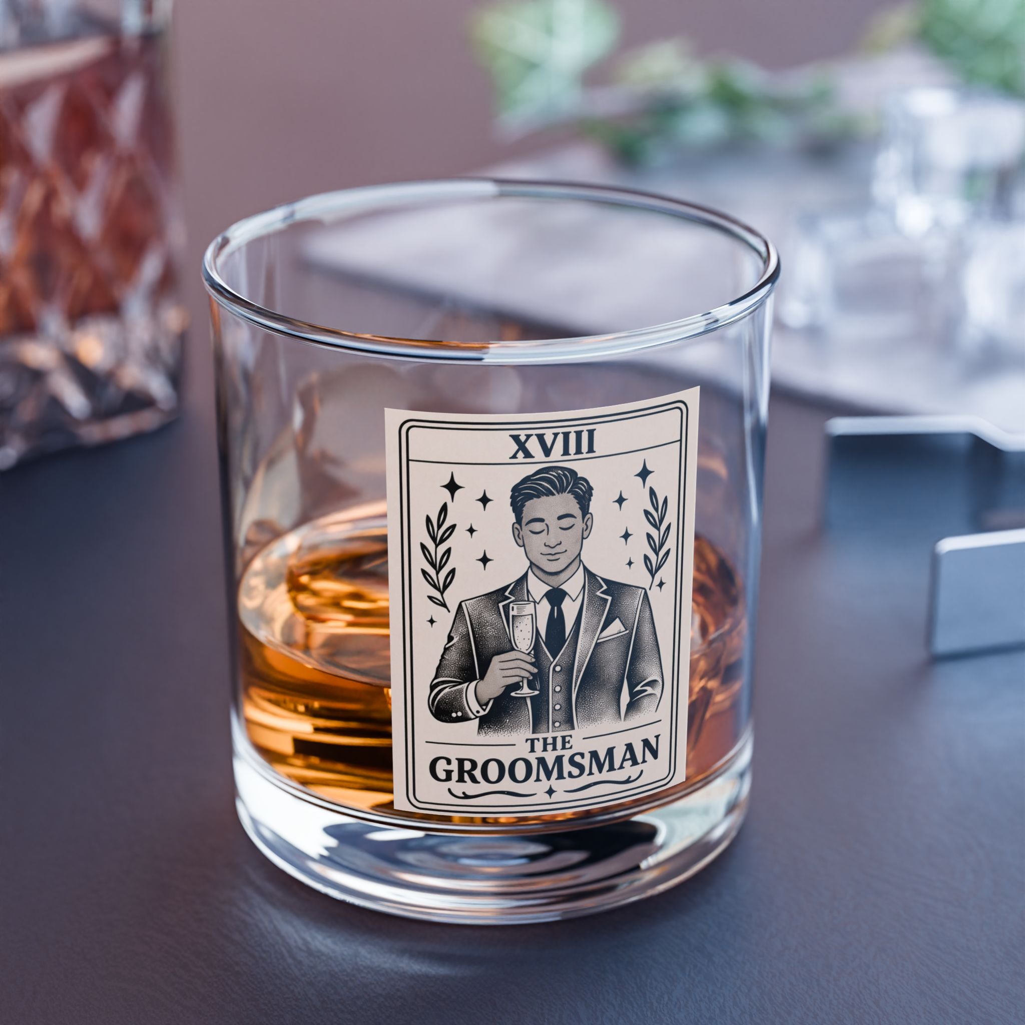 The Groomsman Tarot Card Rocks Glass | 10oz Whiskey Glass