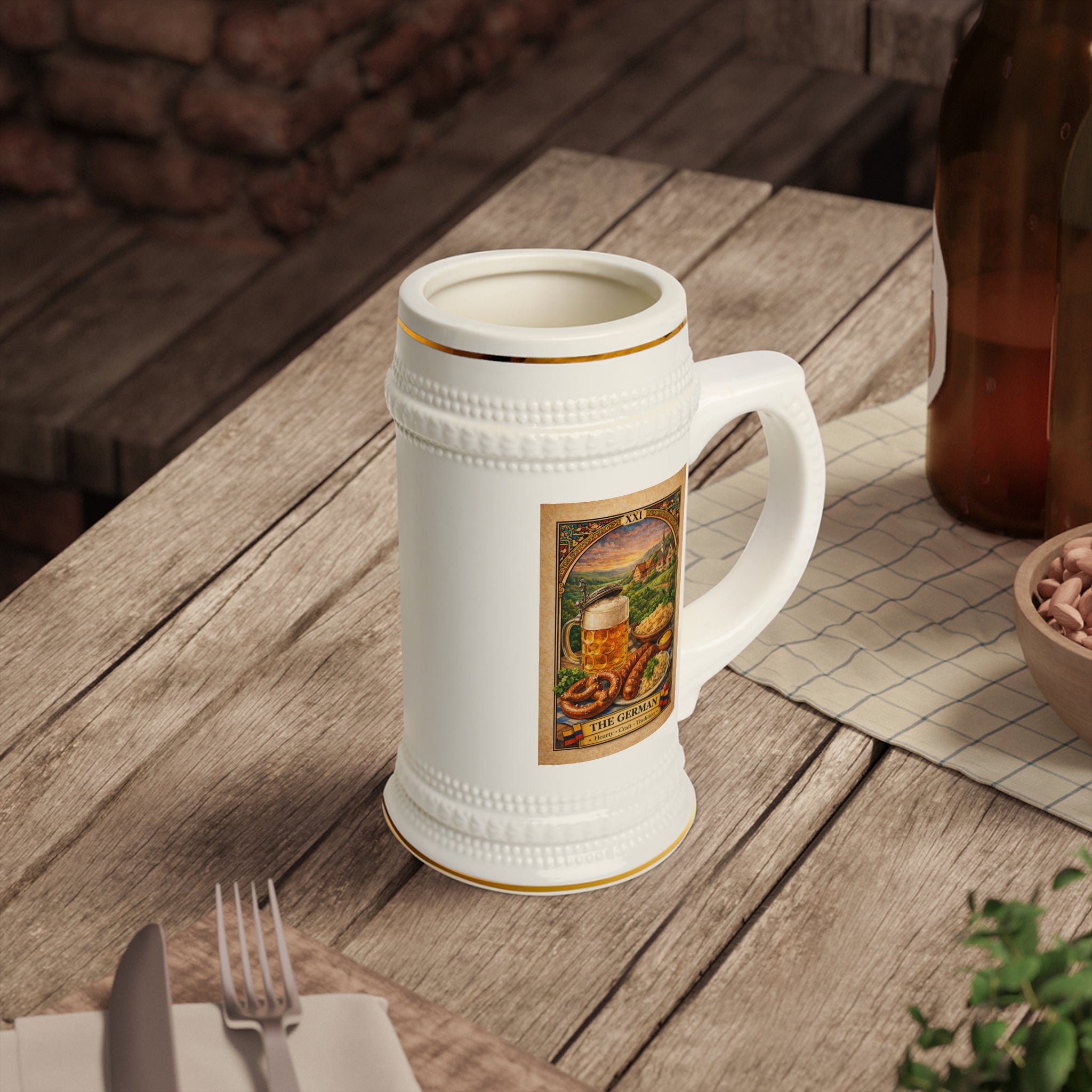 German Beer Stein Mug | Oktoberfest Beer, Pretzel, Sausage Illustration
