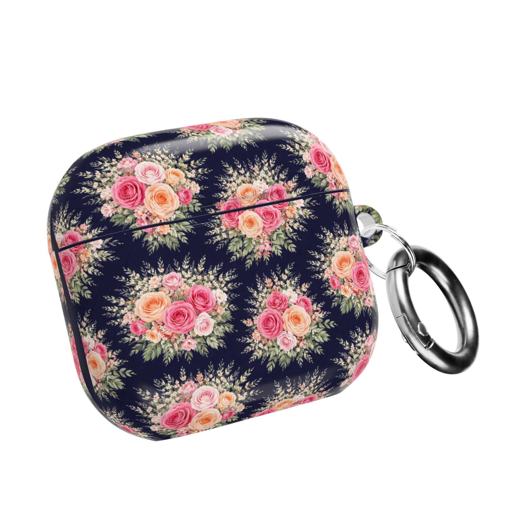 Vintage Floral Bouquet AirPod Case | Pink Roses on Navy