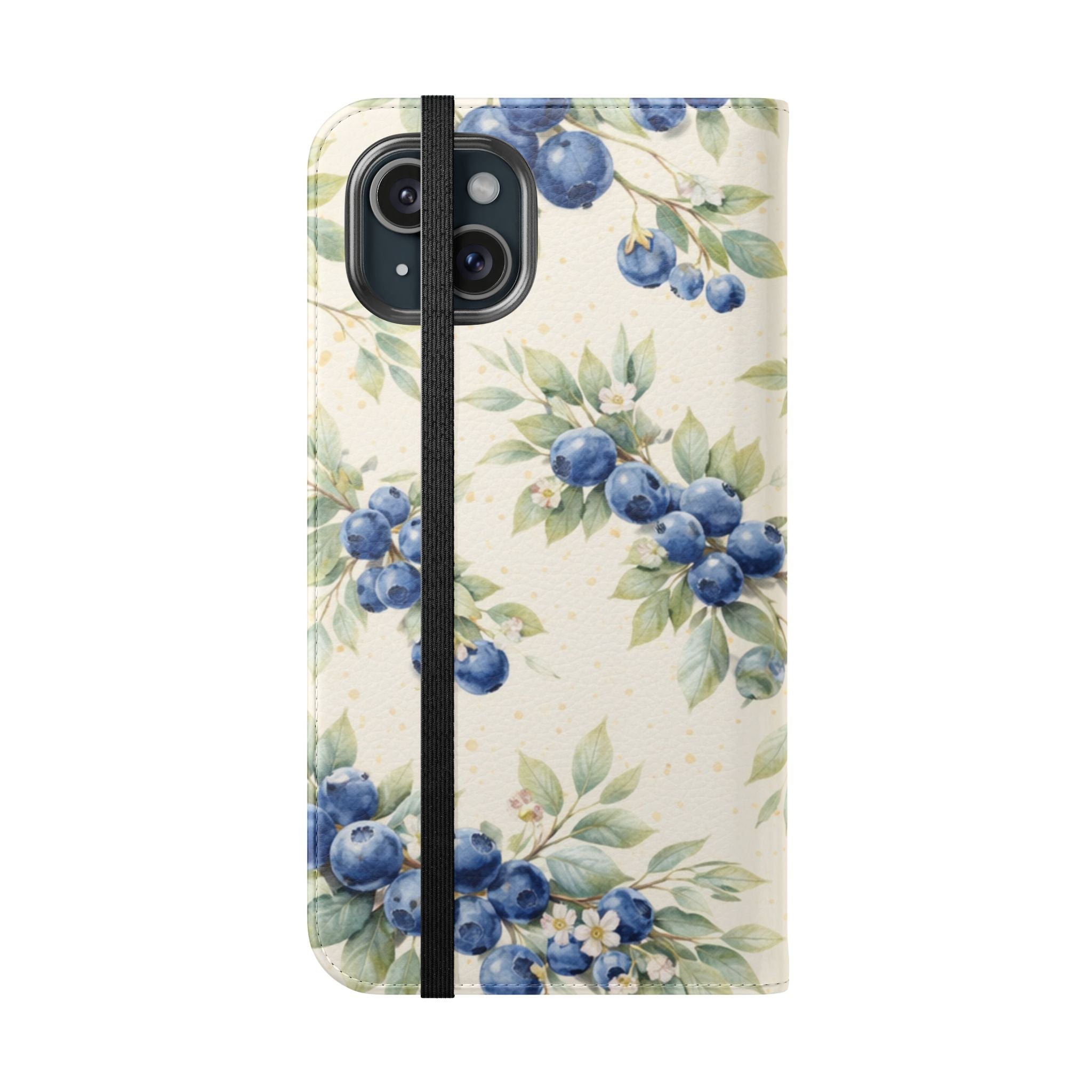 Blueberry Watercolor Pattern Flip Case | Phone Wallet, Card Slots