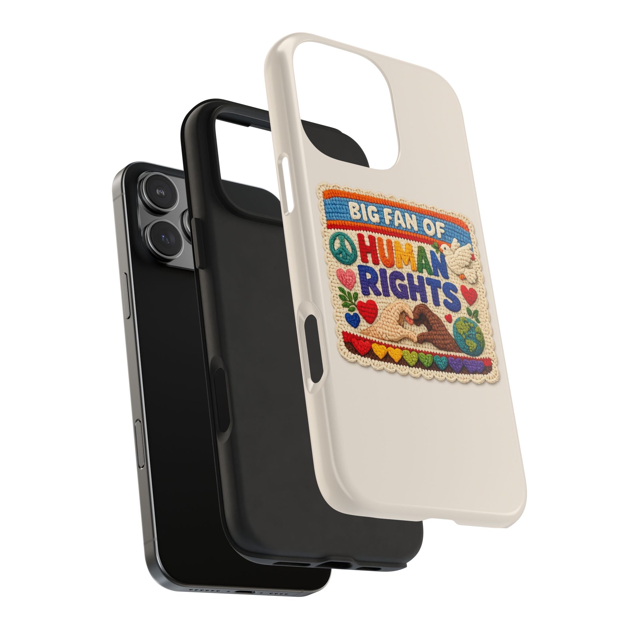 Big Fan of Human Rights Phone Case - Crochet Style Phone Case - Cute Activist Phone Case - Aesthetic Phone Case - Gift for Her