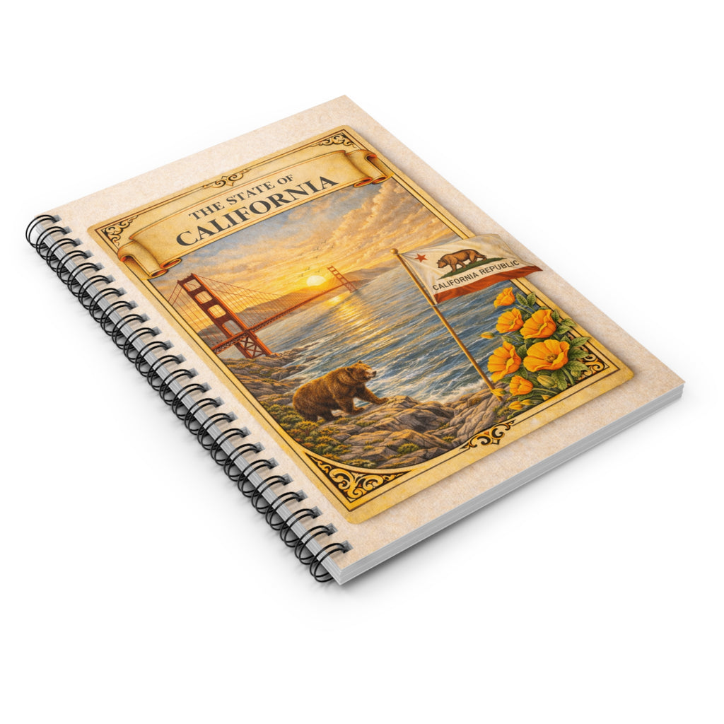 California Vintage State Poster Spiral Notebook | Ruled Journal