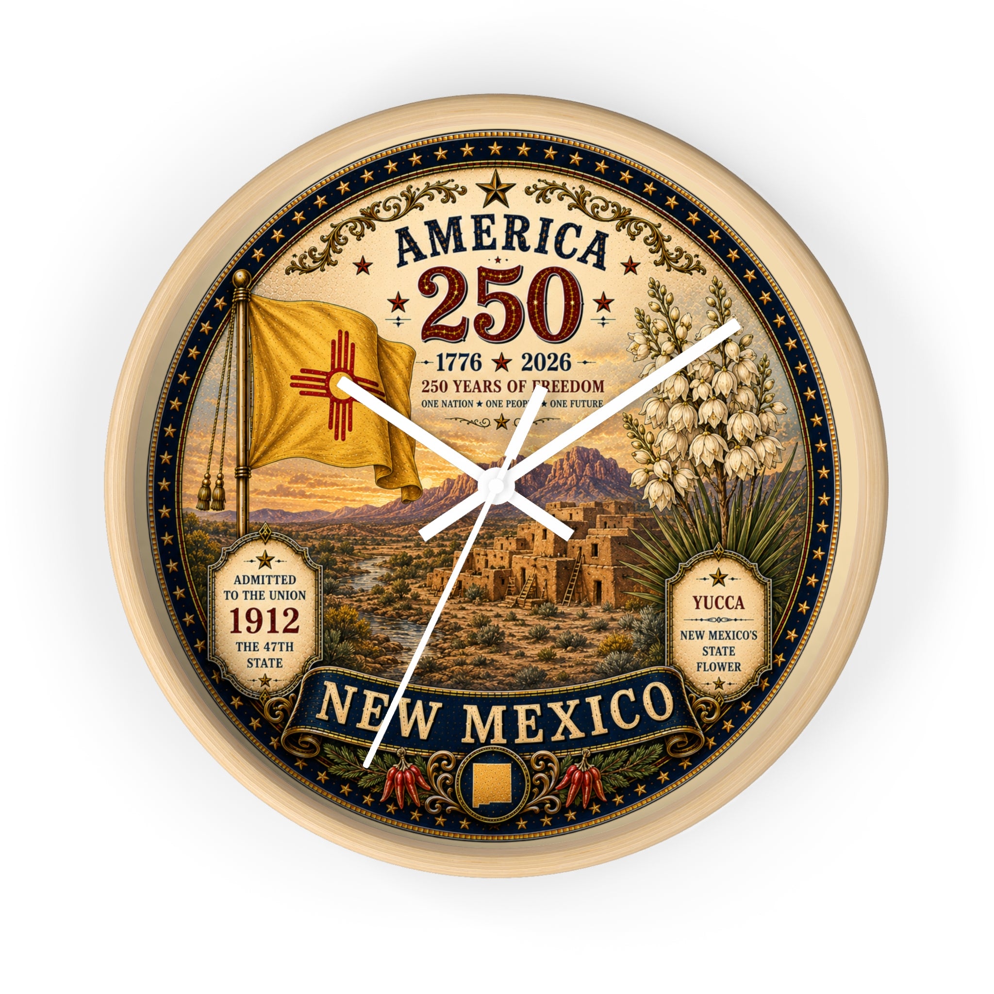 New Mexico State Emblem Wall Clock | America 250 Centennial Desert Design