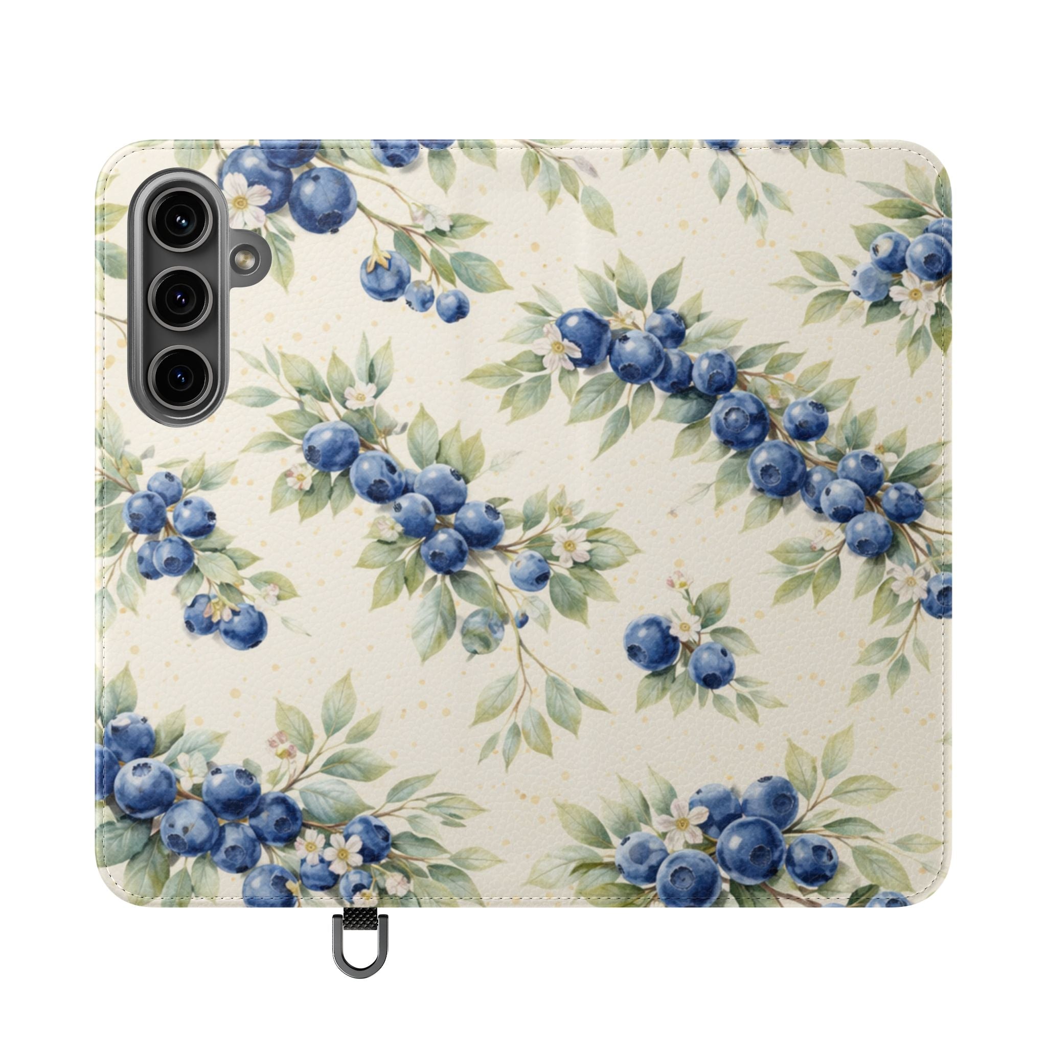 Blueberry Watercolor Pattern Flip Case | Phone Wallet, Card Slots