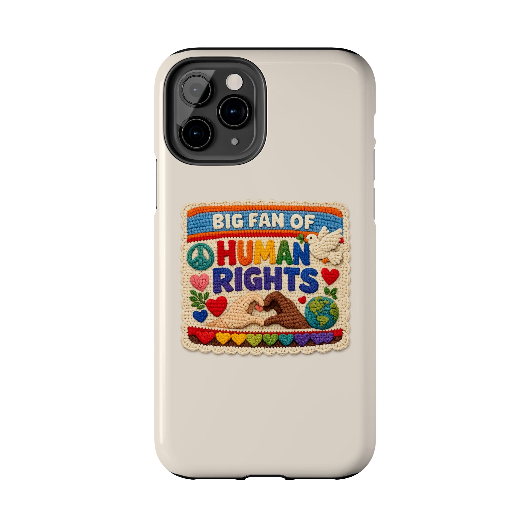 Big Fan of Human Rights Phone Case - Crochet Style Phone Case - Cute Activist Phone Case - Aesthetic Phone Case - Gift for Her