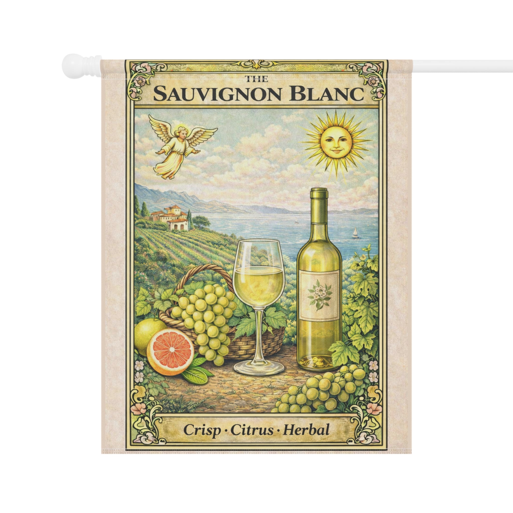 Sauvignon Blanc Wine Garden Banner | Citrus Vineyard House Flag