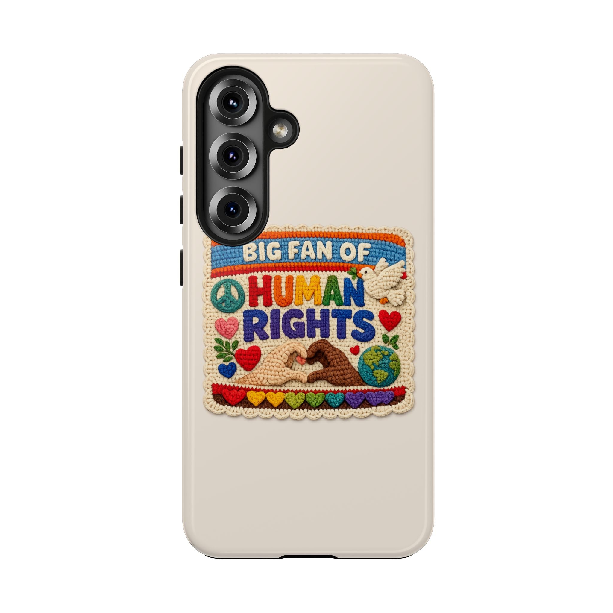Big Fan of Human Rights Phone Case - Crochet Style Phone Case - Cute Activist Phone Case - Aesthetic Phone Case - Gift for Her