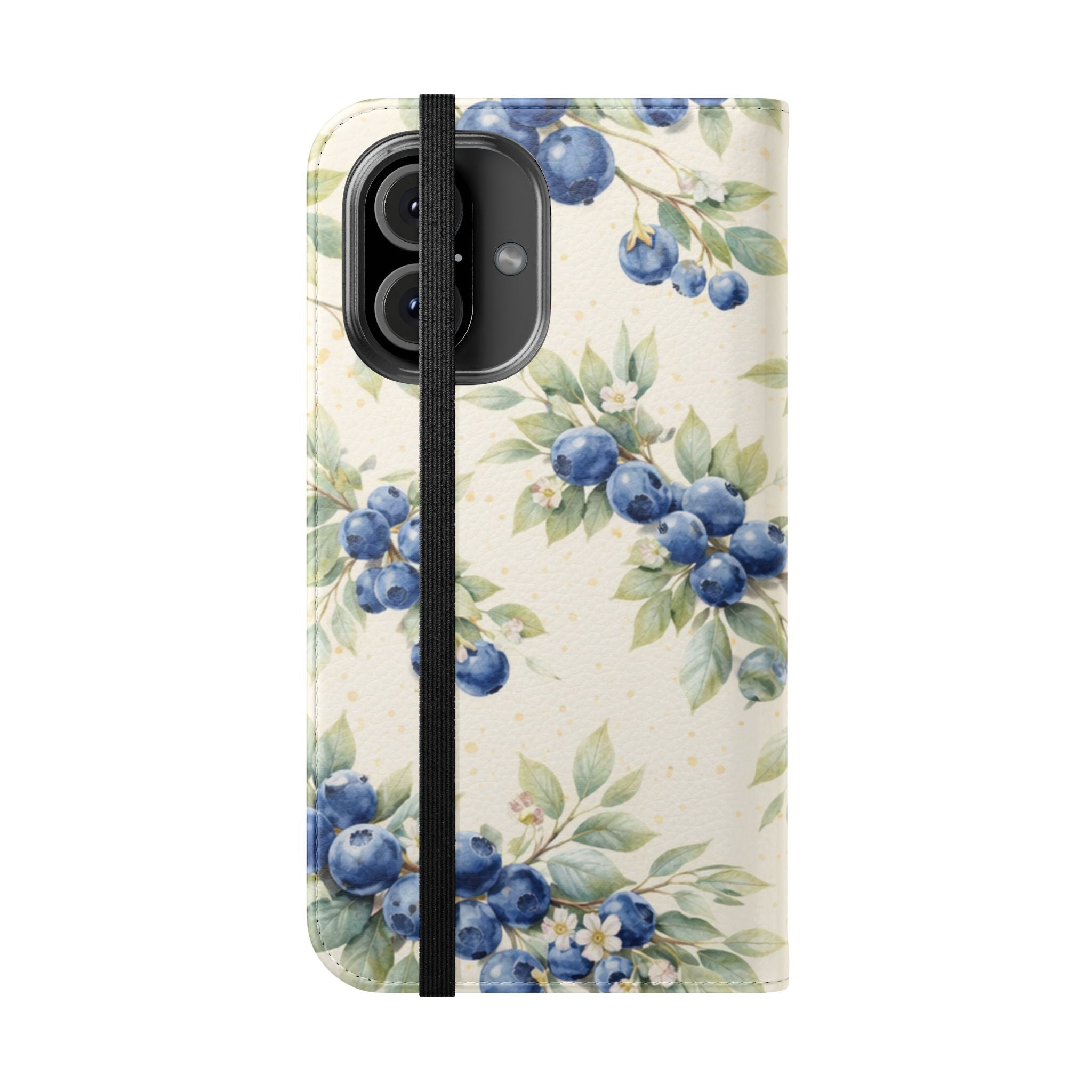 Blueberry Watercolor Pattern Flip Case | Phone Wallet, Card Slots