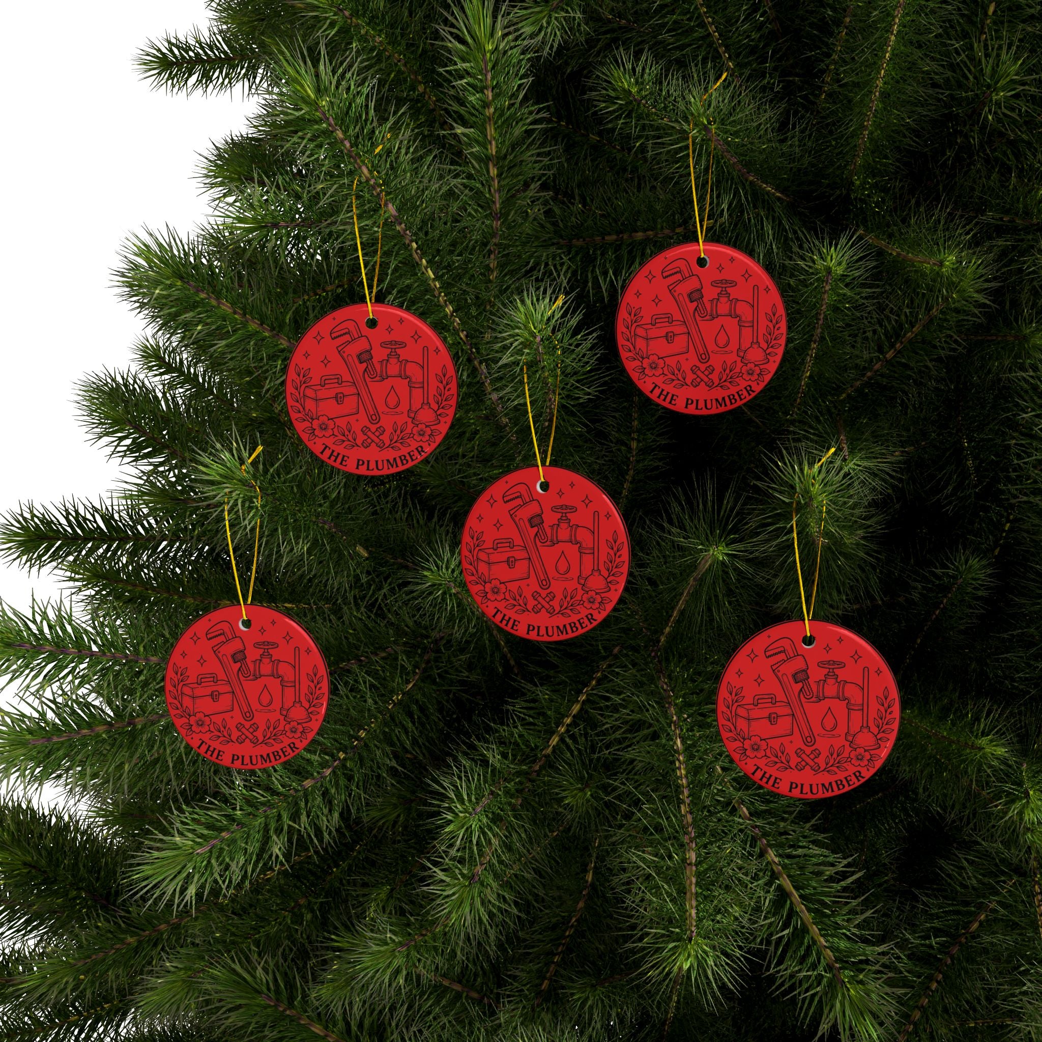 Plumber Tools Ornament Ceramic Ornament | Double-Sided Holiday Décor
