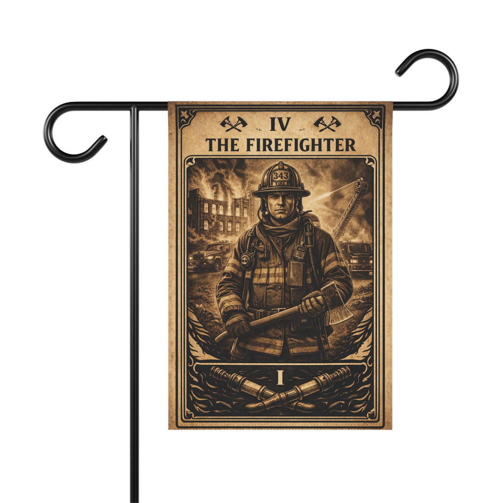 The Firefighter illustration Garden Flag | Garden Banner, Outdoor Decor