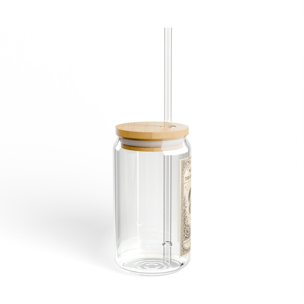 Vintage Wedding Rings Illustration Sipper Glass | 16oz Bamboo Lid Jar