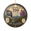 America 250 New Hampshire Ceramic Ornament | State Flag Lilac 1776-2026