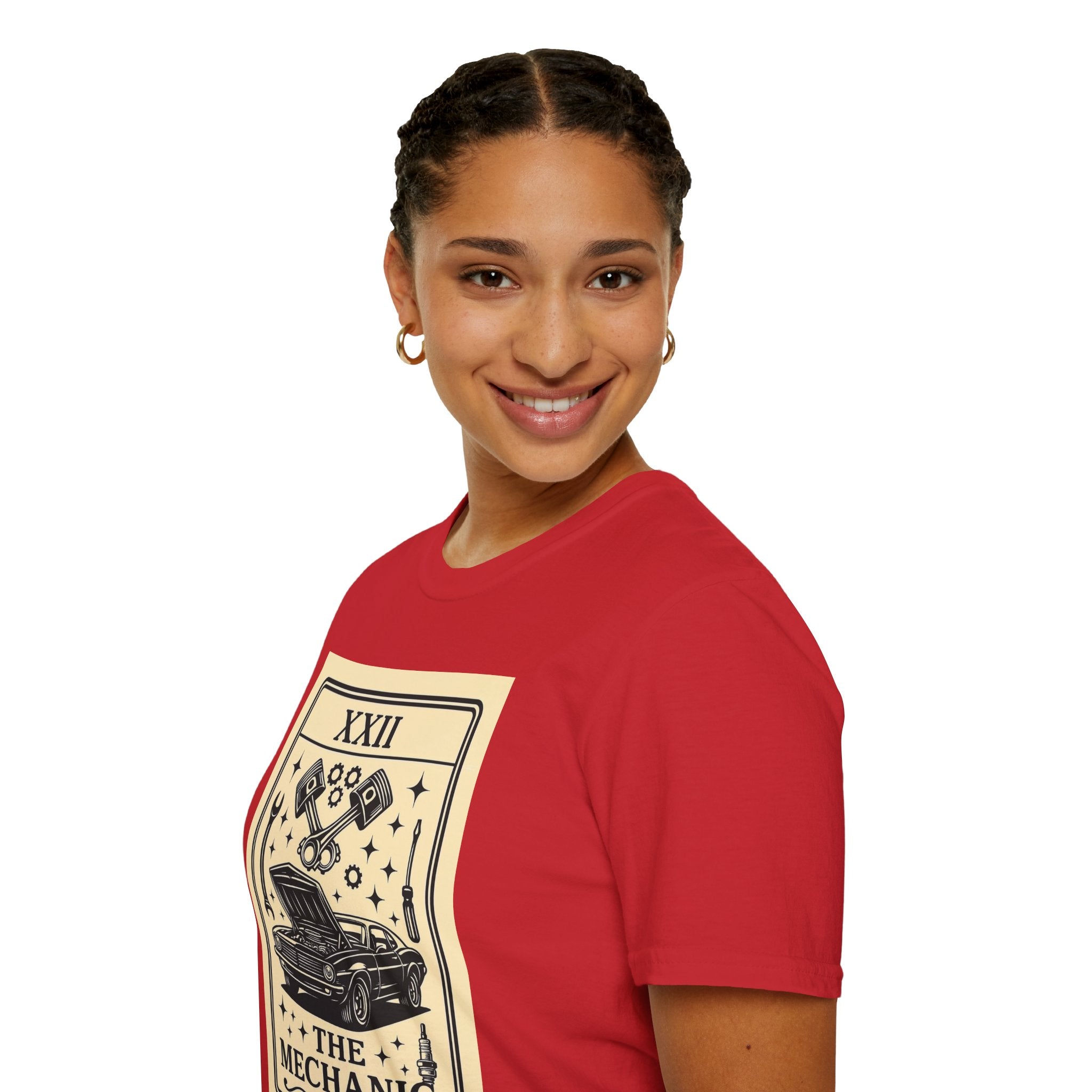Tarot Mechanic Illustration T-Shirt | The Mechanic card, car engine tools