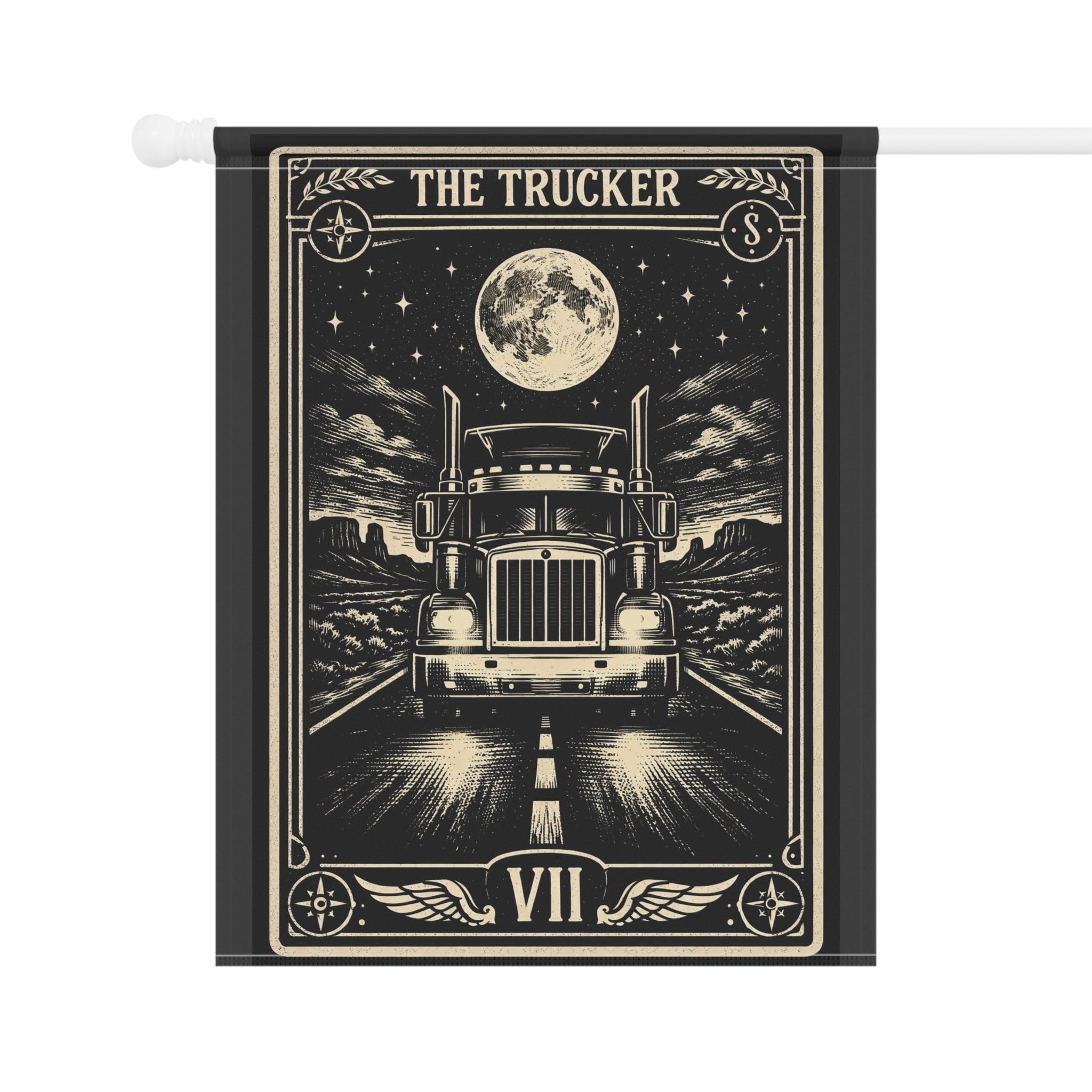 The Trucker Tarot-style Semi Truck Garden Banner | House Flag