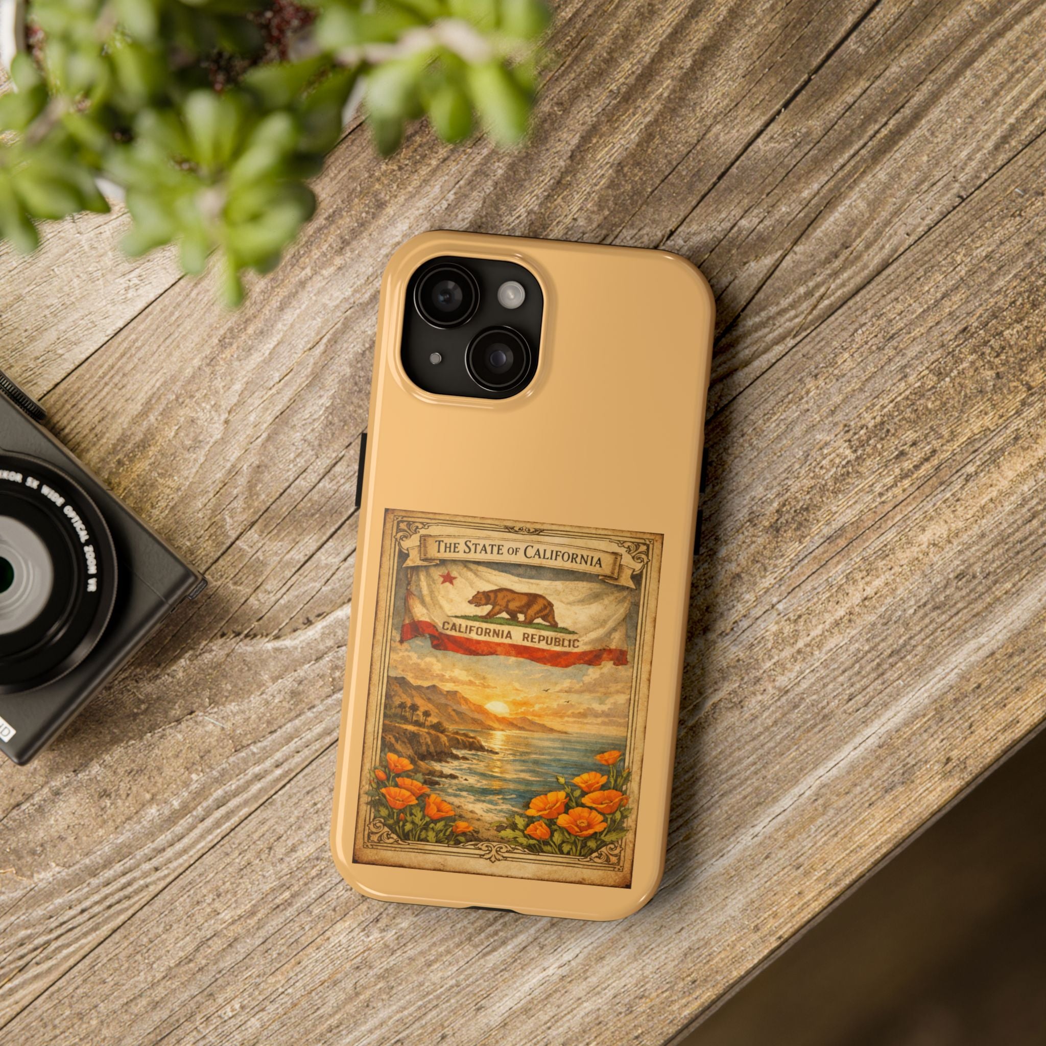 California Republic Vintage Poster phone case | Poppy Coast Sunset tough case