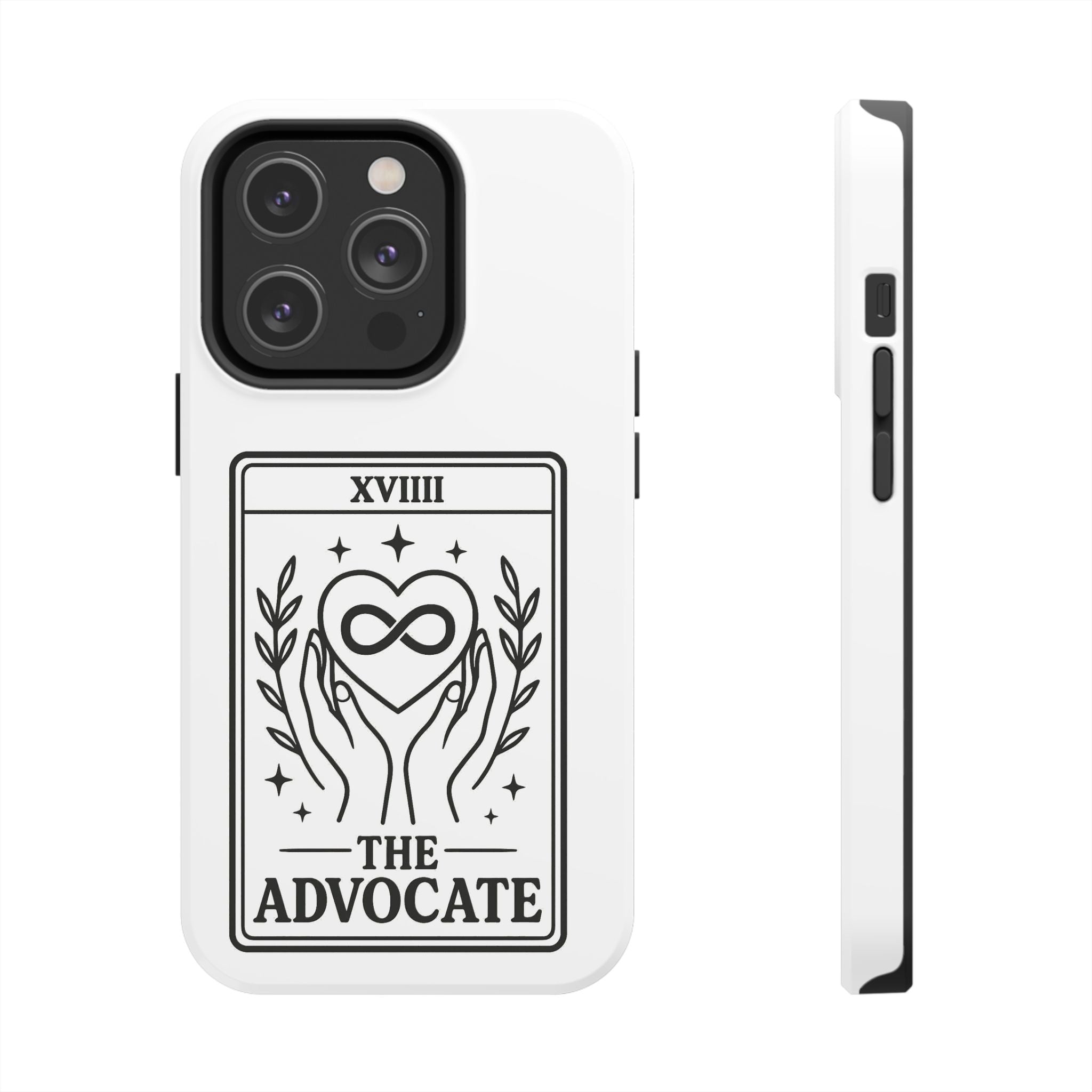 The Advocate tarot card Phone Case | infinity heart hands design