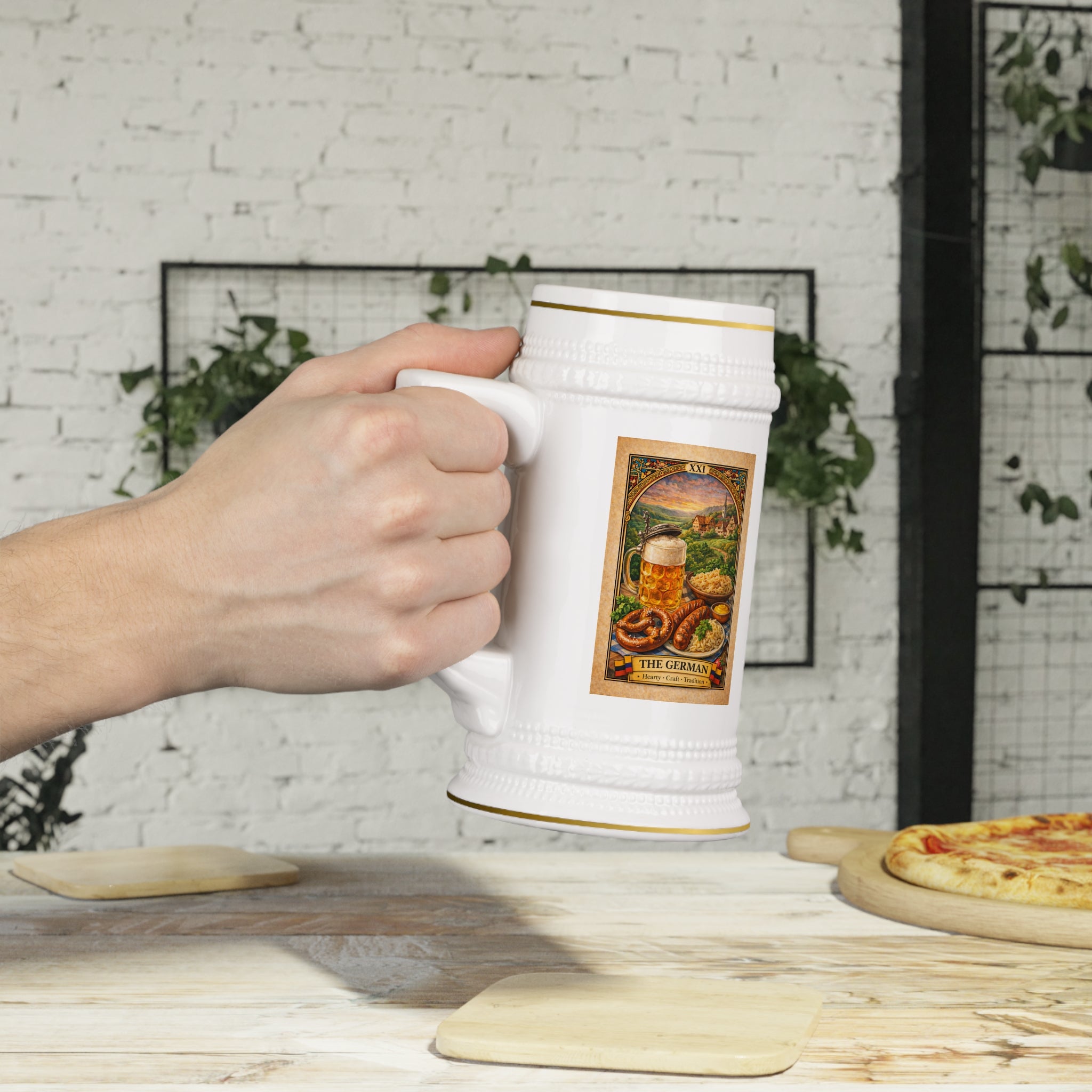 German Beer Stein Mug | Oktoberfest Beer, Pretzel, Sausage Illustration