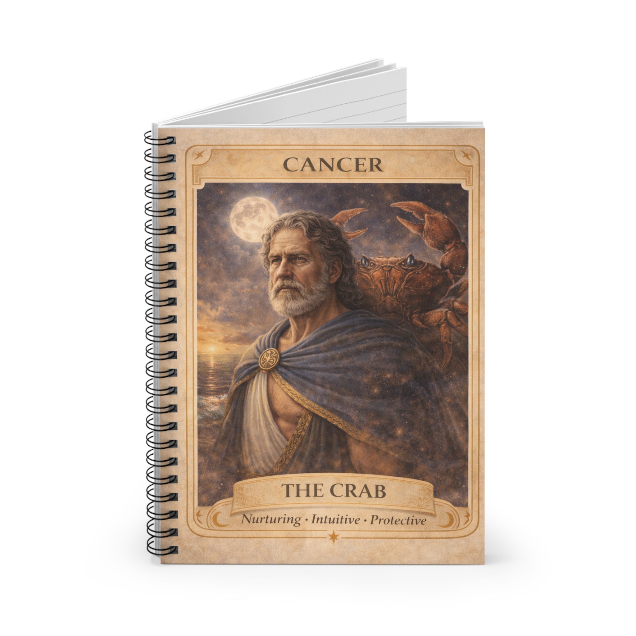 Cancer Zodiac Spiral Notebook — "The Crab" Ruled Journal (Nurturing, Intuitive, Protective)