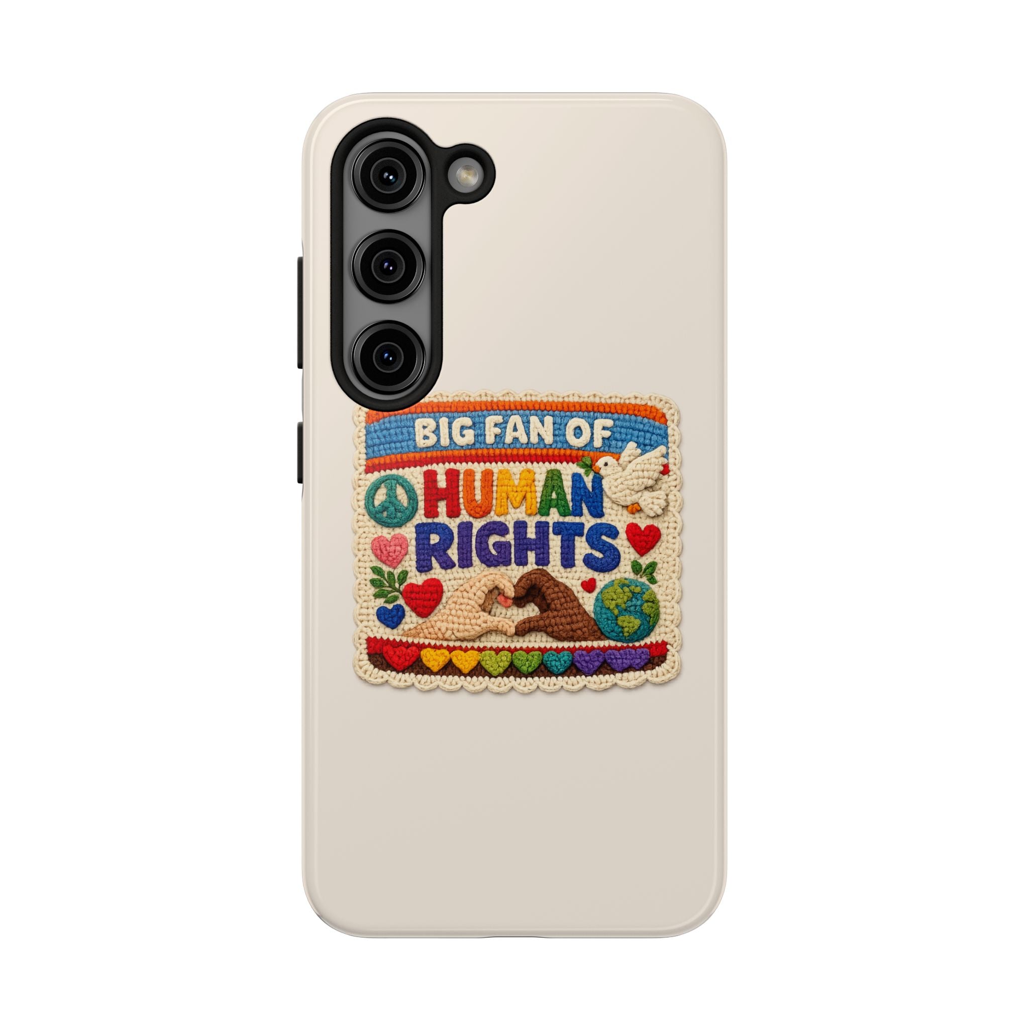 Big Fan of Human Rights Phone Case - Crochet Style Phone Case - Cute Activist Phone Case - Aesthetic Phone Case - Gift for Her