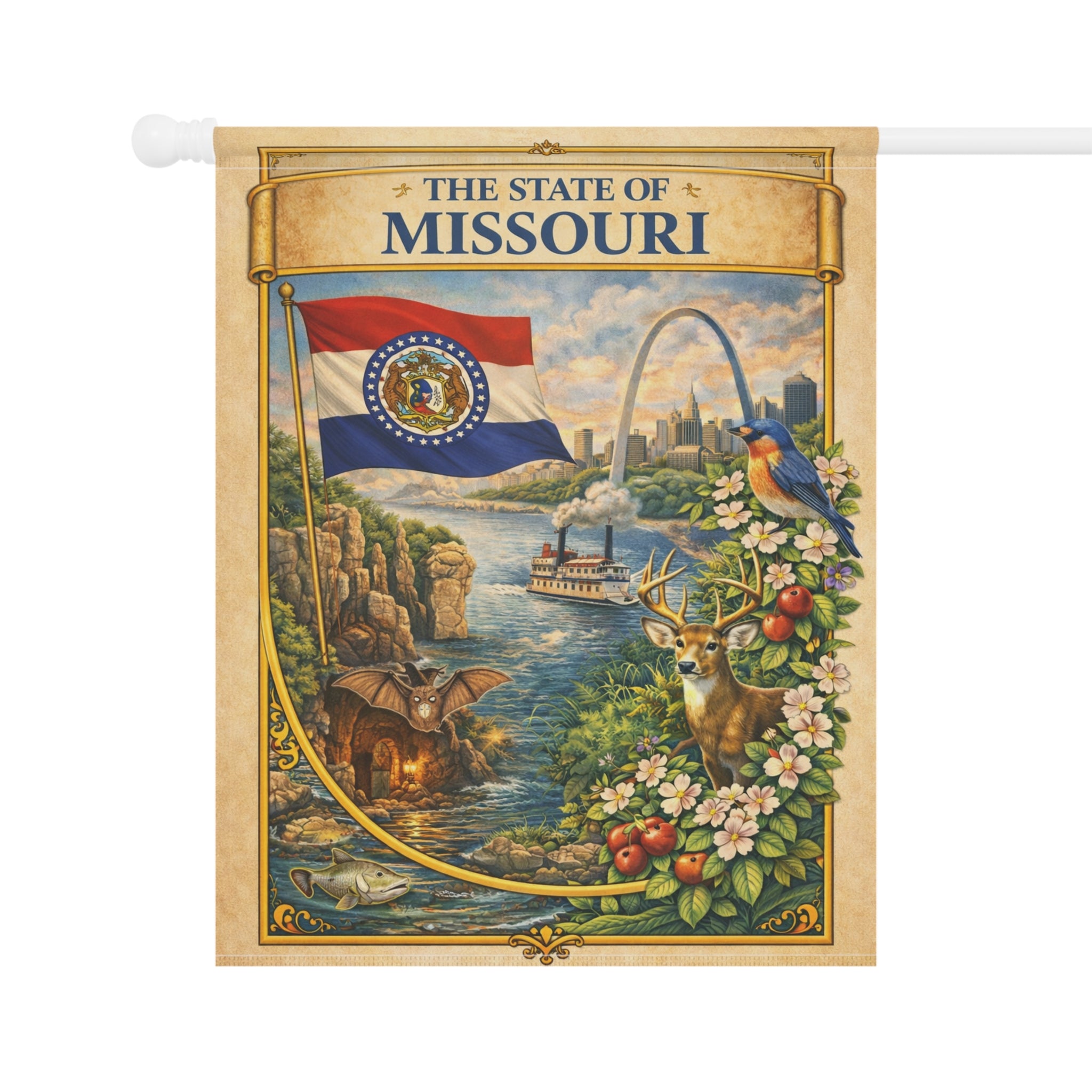 State of Missouri garden flag | Garden Banner, Missouri flag art