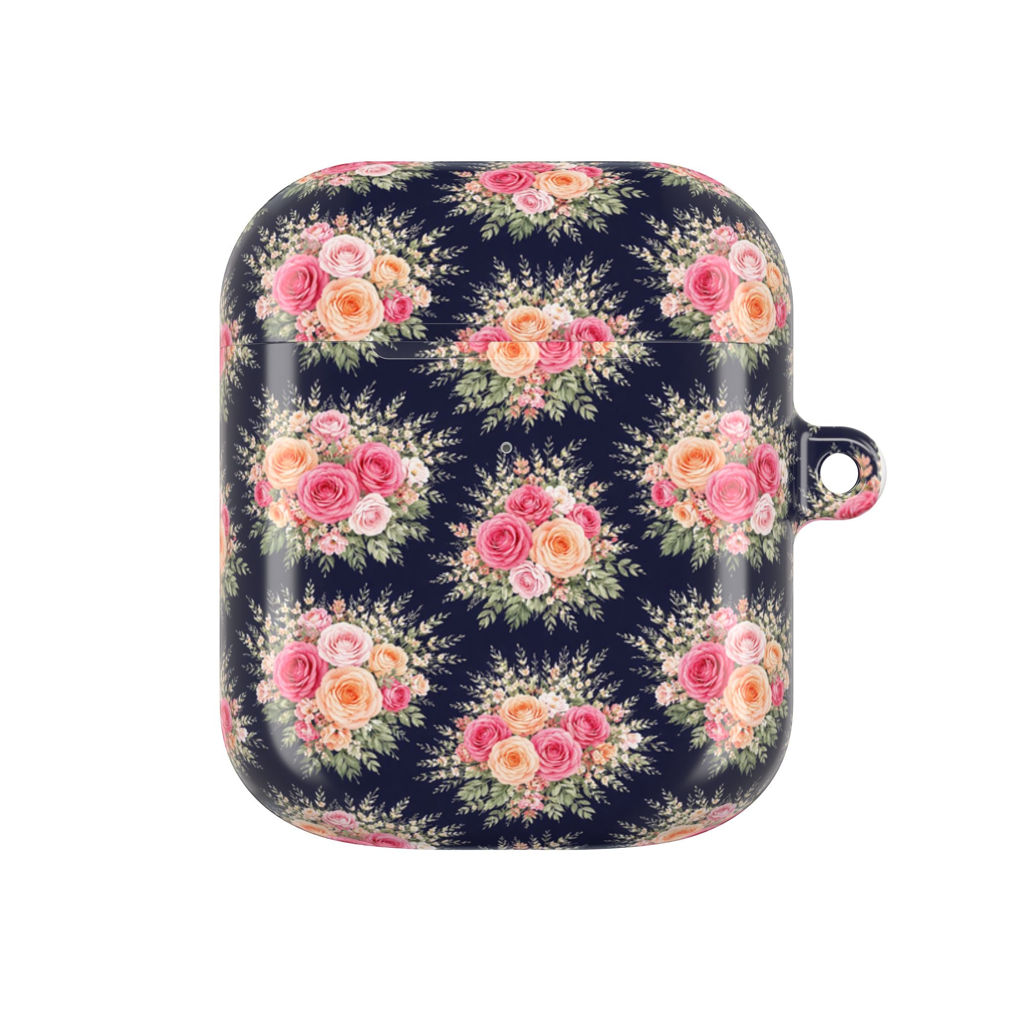 Vintage Floral Bouquet AirPod Case | Pink Roses on Navy
